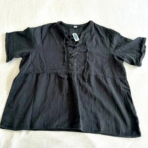 NWT Old Navy Short Sleeve Top with Tie Corset v neck size XL